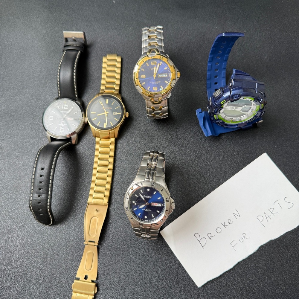 Set of 5 Armitron Men's Analog & Digital Watches‎ BROKEN FOR PARTS 20/5489SV 20